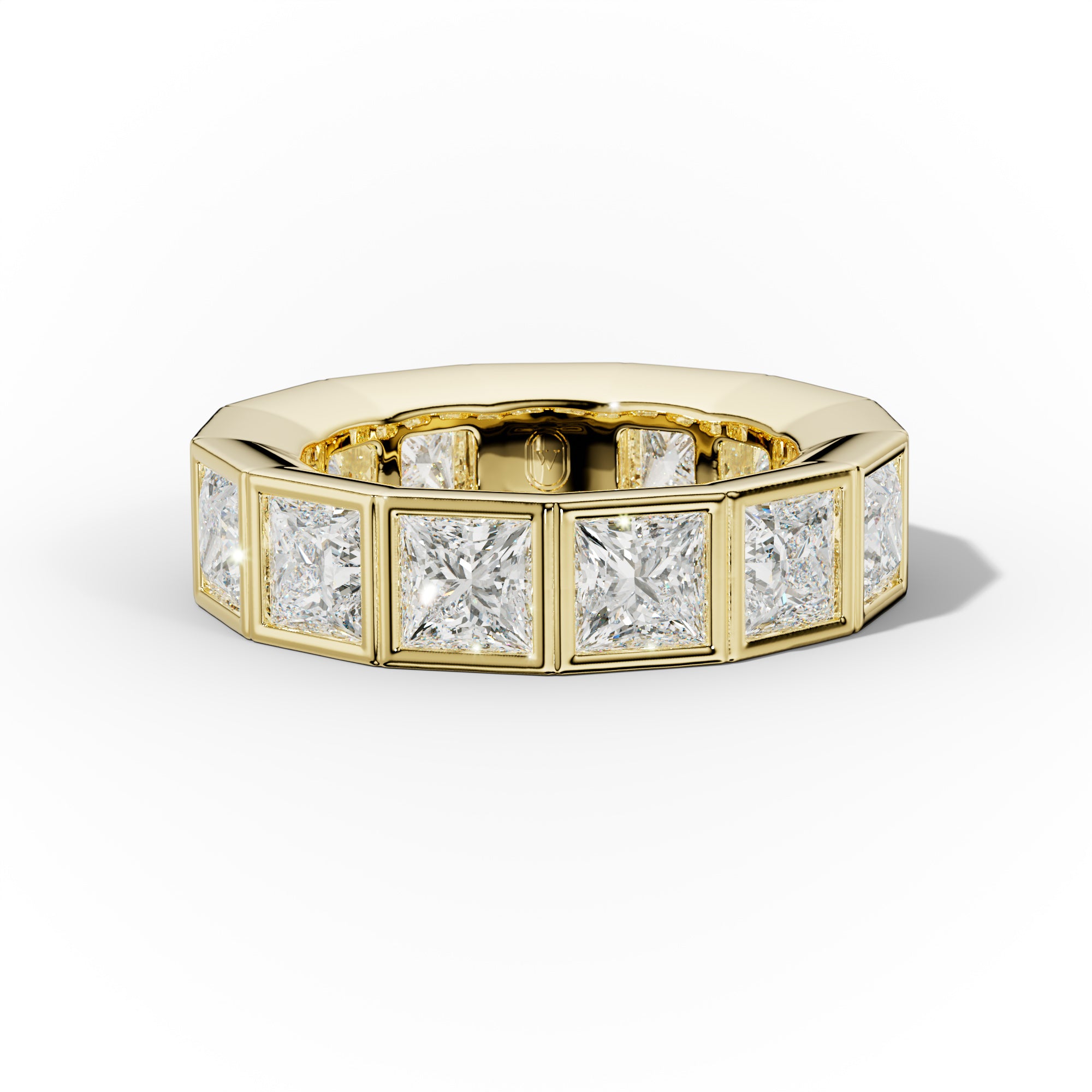 7.0 Carat Bezel Set Princess Cut Diamond Eternity Band